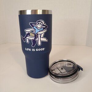 Life Is Good Stainless Steel Blue Tumbler Adirondack Jake